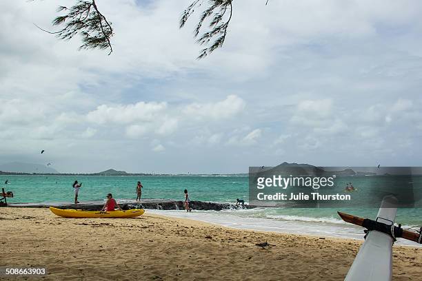 beach people - kailua beach stock pictures, royalty-free photos & images