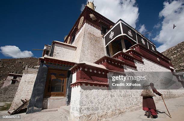 temple at drepung monastery in lhasa - tibetan culture stock pictures, royalty-free photos & images