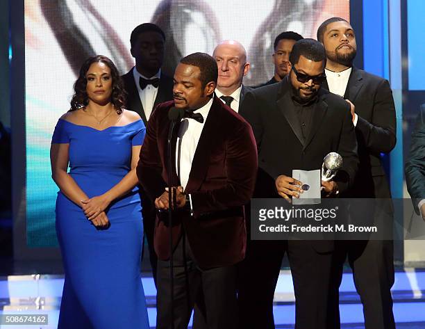 Director F. Gary Gray accepts award for Outstanding Motion Picture for 'Straight Outta Compton' with cast onstage during the 47th NAACP Image Awards...