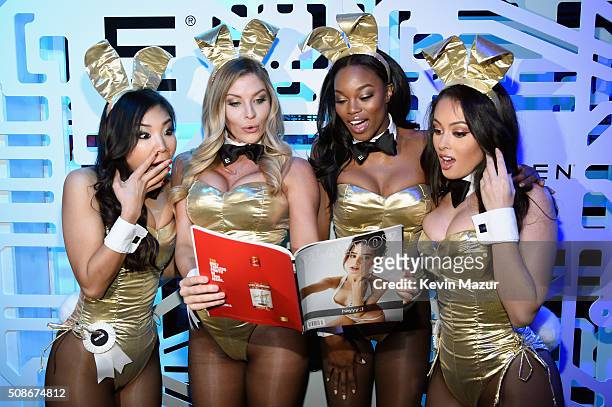 Playmates Hiromi Oshima, Carly Lauren, Eugena Washington and Ashley Doris wear Bunny costumes inspired by the gold detailing on EFFEN Vodka's limited...