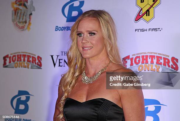 Bantamweight champion Holly Holm attends the eighth annual Fighters Only World Mixed Martial Arts Awards at The Palazzo Las Vegas on February 5, 2016...