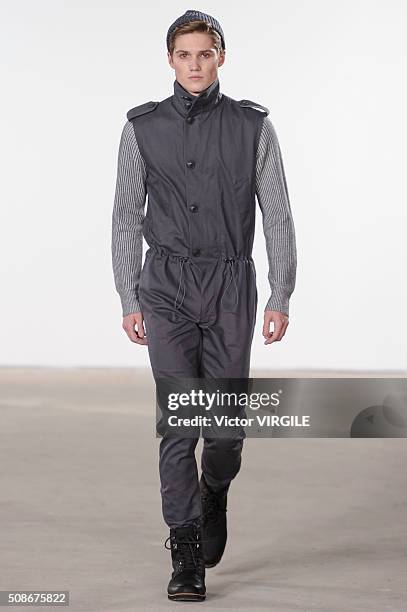 Model walks the runway at the Cadet Fall/Winter 2016 Collection during NYFW Men's Fall/Winter 2016 on February 3, 2016 in New York City.