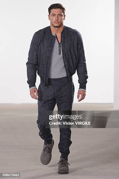 Model walks the runway at the Cadet Fall/Winter 2016 Collection during NYFW Men's Fall/Winter 2016 on February 3, 2016 in New York City.