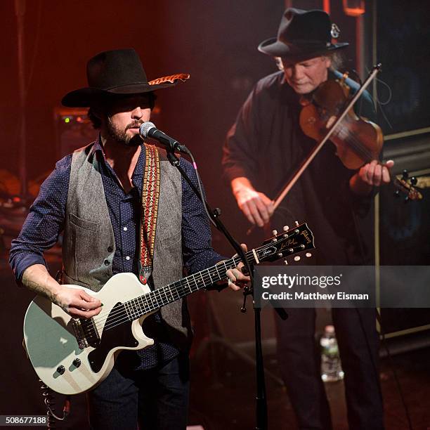 Ryan Bingham and Richard Bowden perform live on stage for the "Fear and Saturday Night" Tour at Irving Plaza on February 5, 2016 in New York City.