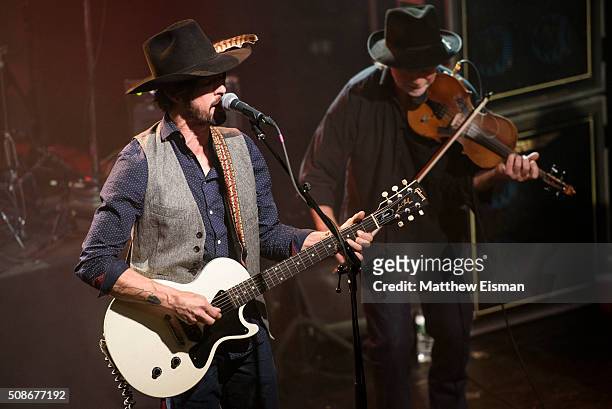Ryan Bingham and Richard Bowden perform live on stage for the "Fear and Saturday Night" Tour at Irving Plaza on February 5, 2016 in New York City.