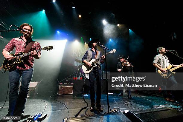 Daniel Sproul, Ryan Bingham, Richard Bowden and Jimmy Stofer perform live on stage for the "Fear and Saturday Night" Tour at Irving Plaza on February...