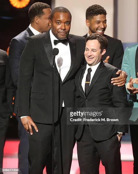 Producers Lee Daniels and Danny Strong speak onstage during the 47th NAACP Image Awards presented by TV One at Pasadena Civic Auditorium on February...