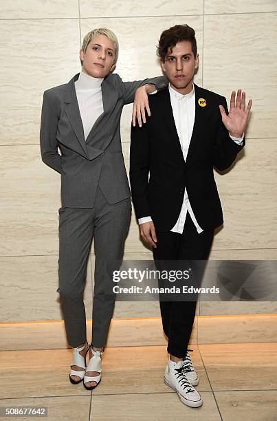 Recording artists Claire L. Evans and Jona Bechtolt of the band Yacht attend the Los Angeles special screening and reception of "Connected" at Milk...