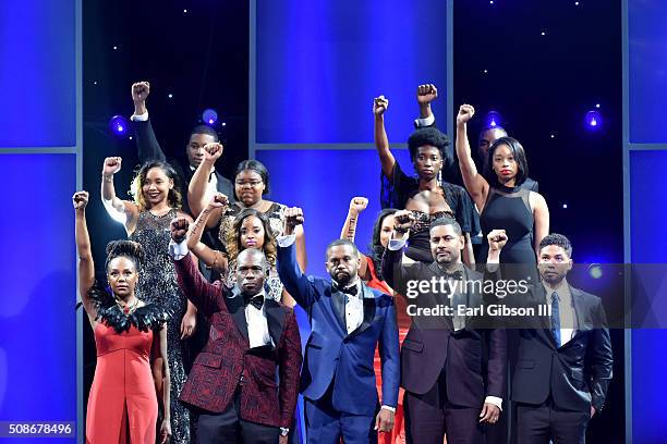 Winners of the Chairman's Award speak onstage during the 47th NAACP Image Awards presented by TV One at Pasadena Civic Auditorium on February 5, 2016...