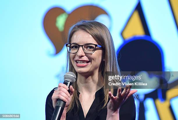 Writer Karla Sakas Shropshire speaks during "The Loud House" event presented by Nickelodeon during Day Two of aTVfest 2016 presented by SCAD on...