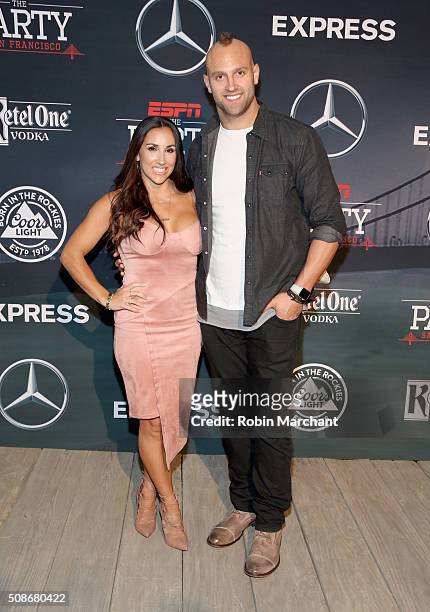 Danielle Conti and NFL player Mark Herzlich attend ESPN The Party on February 5, 2016 in San Francisco, California.