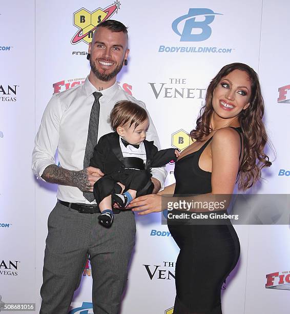 Scott Cook, Sol Cook and actress/model Jade Bryce attend the eighth annual Fighters Only World Mixed Martial Arts Awards at The Palazzo Las Vegas on...