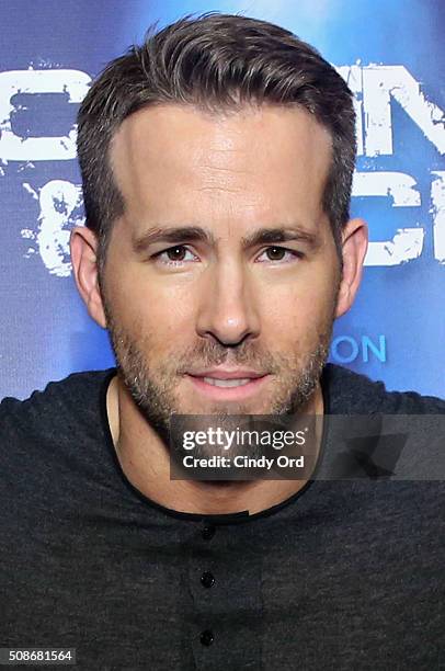 Actor Ryan Reynolds visits the SiriusXM set at Super Bowl 50 Radio Row at the Moscone Center on February 5, 2016 in San Francisco, California.
