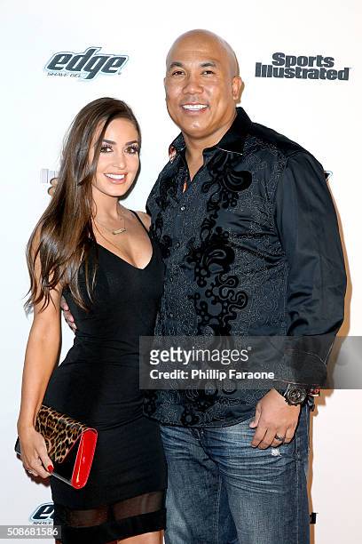 Former NFL player Hines Ward and Lindsey Georgalas-Ward attend the Sports Illustrated Experience Friday Night Party on February 5, 2016 in San...