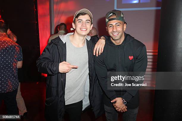 Vine personality Hayes Grier and YouTube personality Yousef Erakat attend Bleacher Reports Bleacher Ball presented by go90 at The Mezzanine prior...