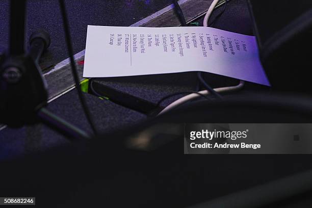 Alternative view of the performance set list for Villagers at Brudenell Social Club on February 3, 2016 in Leeds, England.