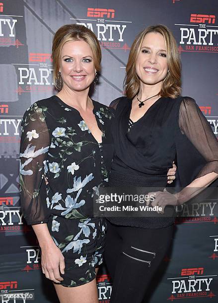 Personalities Wendi Nix and Hannah Storm attend ESPN The Party on February 5, 2016 in San Francisco, California.