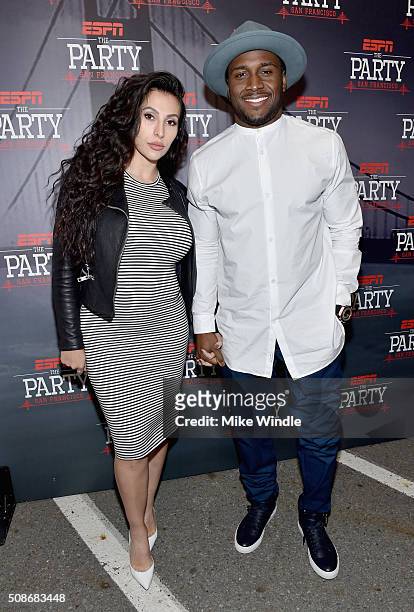 Dancer Lilit Avagyan and NFL player Reggie Bush attend ESPN The Party on February 5, 2016 in San Francisco, California.