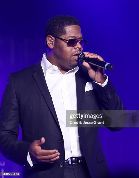 Singer Nathan Morris of Boyz II Men performs during the 47th NAACP Image Awards Presented By TV One After Party at the Pasadena Civic Auditorium on...