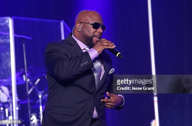 Singer Wanya Morris of Boyz II Men performs during the 47th NAACP Image Awards Presented By TV One After Party at the Pasadena Civic Auditorium on...