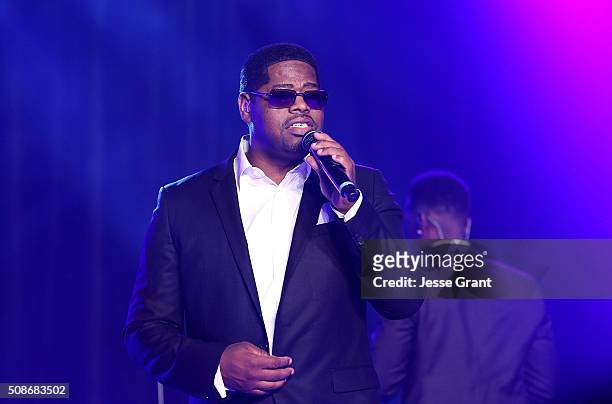 Singer Nathan Morris of Boyz II Men performs during the 47th NAACP Image Awards Presented By TV One After Party at the Pasadena Civic Auditorium on...