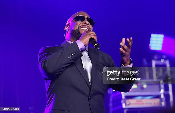 Singer Wanya Morris of Boyz II Men performs during the 47th NAACP Image Awards Presented By TV One After Party at the Pasadena Civic Auditorium on...