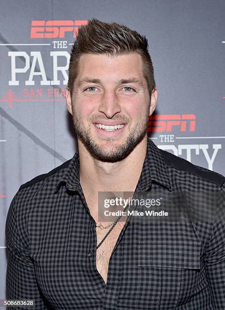 Player Tim Tebow attends ESPN The Party on February 5, 2016 in San Francisco, California.