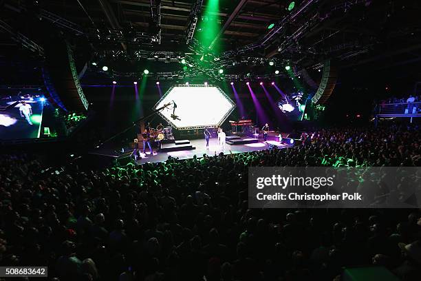 Winning artist Pharrell performs following the 2015 Pepsi Rookie of the Year Award Ceremony at the 2015 Pepsi Rookie of the Year Award Ceremony at...