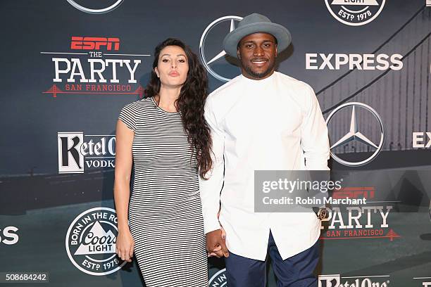 Dancer Lilit Avagyan and NFL player Reggie Bush attend ESPN The Party on February 5, 2016 in San Francisco, California.