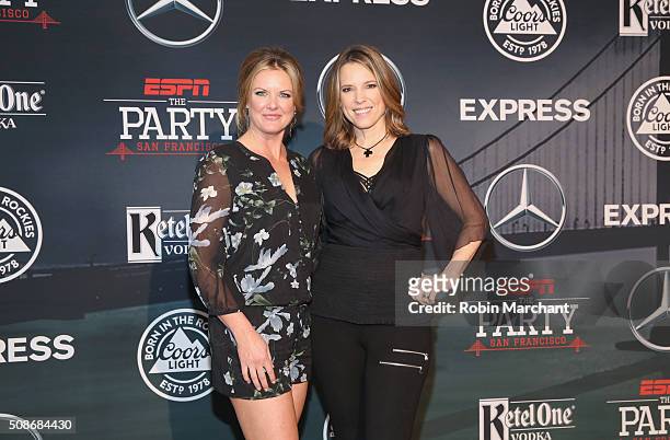 Personalities Wendi Nix and Hannah Storm attend ESPN The Party on February 5, 2016 in San Francisco, California.