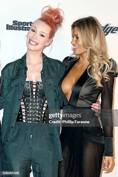 Rapper Iggy Azalea and model Samantha Hoopes attend the Sports Illustrated Experience Friday Night Party on February 5, 2016 in San Francisco,...