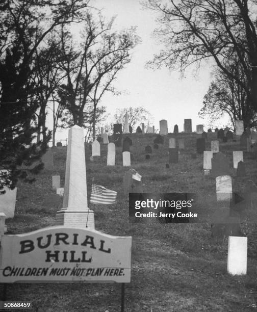 View of Burial Hill where alot of Pilgrim families where put to rest.