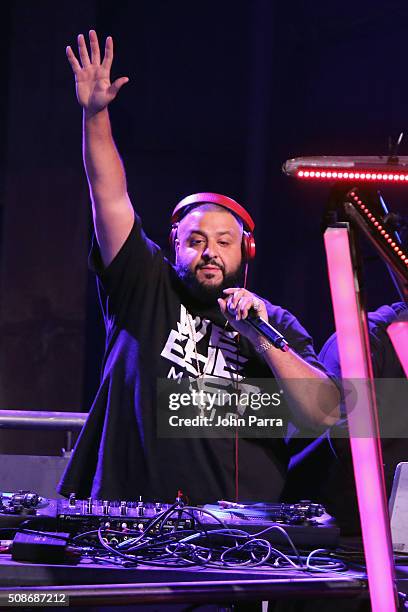 Khaled performs during Pepsi Super Friday Night at Pier 70 on February 5, 2016 in San Francisco, California.