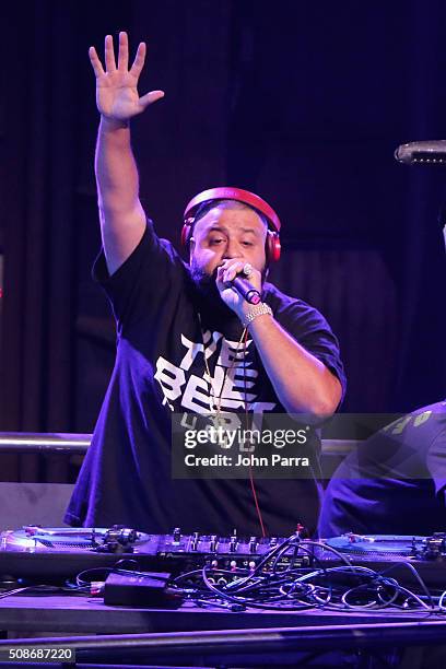 Khaled performs during Pepsi Super Friday Night at Pier 70 on February 5, 2016 in San Francisco, California.