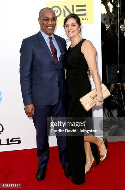 Actor Joe Morton and Christine Lietz attend the 47th NAACP Image Awards presented by TV One at Pasadena Civic Auditorium on February 5, 2016 in...