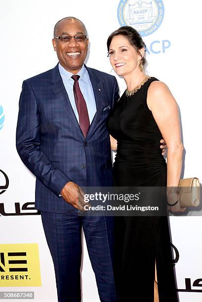 Actor Joe Morton and Christine Lietz attend the 47th NAACP Image Awards presented by TV One at Pasadena Civic Auditorium on February 5, 2016 in...