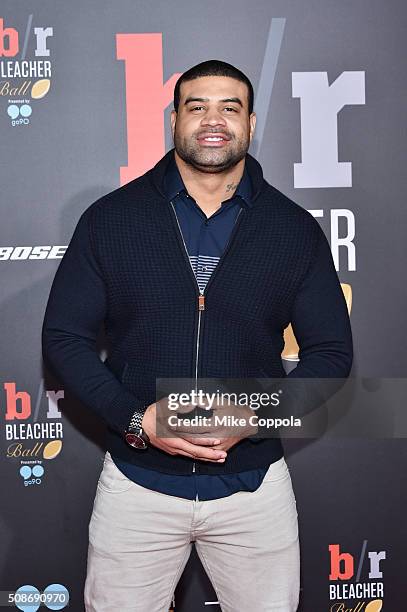 Former NFL player Shawne Merriman attends Bleacher Reports Bleacher Ball presented by go90 at The Mezzanine prior to Sundays big game on February...