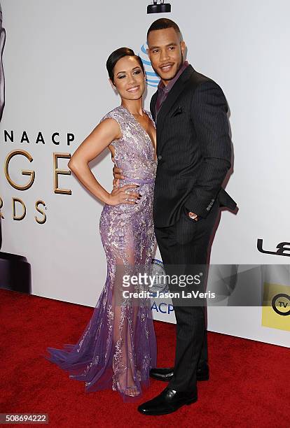 Actress Grace Gealey and actor Trai Byers attend the 47th NAACP Image Awards at Pasadena Civic Auditorium on February 5, 2016 in Pasadena, California.