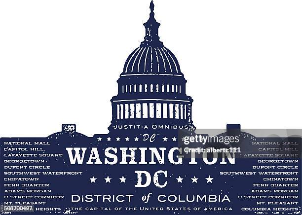 stockillustraties, clipart, cartoons en iconen met washington dc typo silhouette stamp - capitool gebouw washington dc