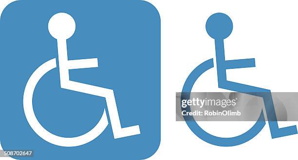 blue handicap icon - disabled accessible boarding sign stock illustrations