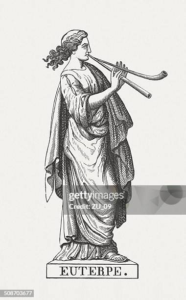 bildbanksillustrationer, clip art samt tecknat material och ikoner med euterpe, greek muse of music and lyric poetry, published 1878 - artists model