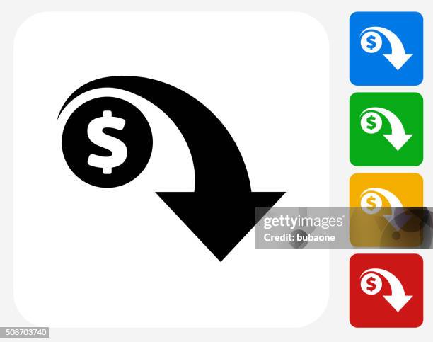 dollar decrease icon flat graphic design - recession stock illustrations