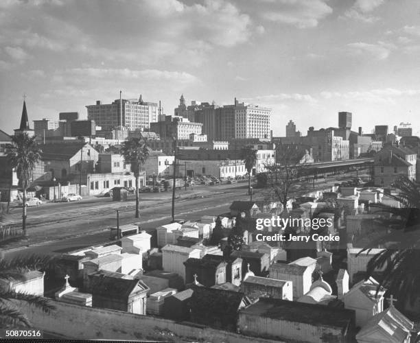 View of St. Louis Cemetery No. 1 on Basin Street containing almost all of the tombs of the old Creole families.