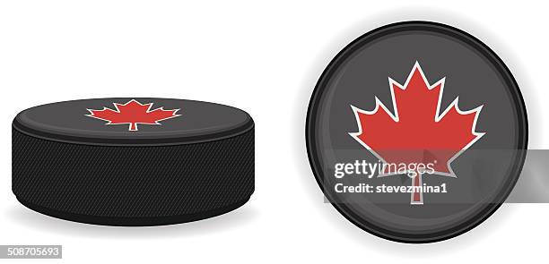 canadian hockey puck - puck stock illustrations