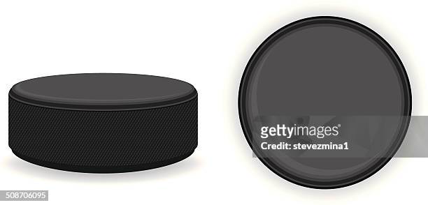 a round hockey puck against a white background - hockey puck stock illustrations