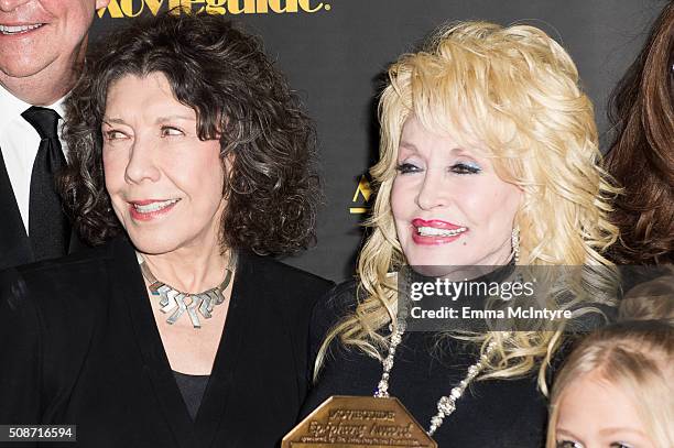 Actress Lily Tomlin and singer/actress Dolly Parton attend the 24th Annual Movieguide Awards Gala at Universal Hilton Hotel on February 5, 2016 in...