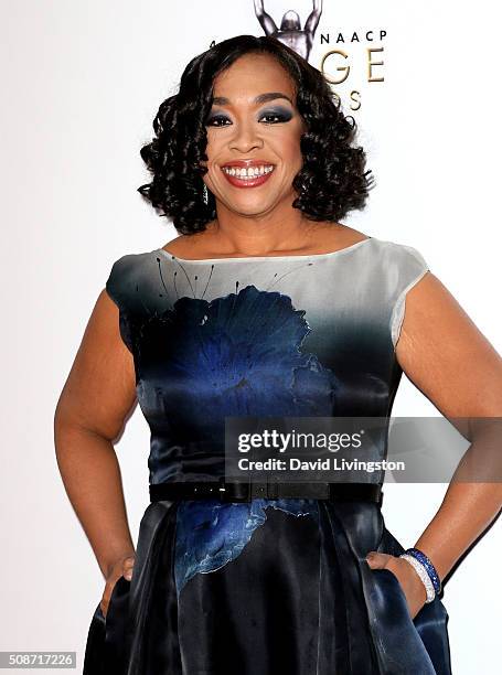 Producer and show creator Shonda Rhimes attends the 47th NAACP Image Awards presented by TV One at Pasadena Civic Auditorium on February 5, 2016 in...