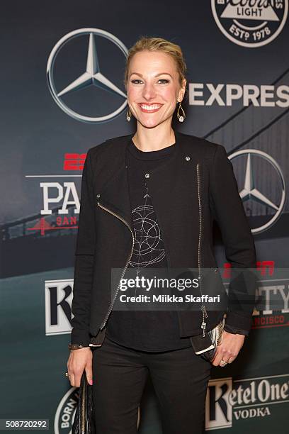 Anchor Lindsay Czarniak arrive at the annual ESPN The Party at Fort Mason Center on February 5, 2016 in San Francisco, California.