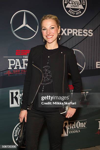 Anchor Lindsay Czarniak arrive at the annual ESPN The Party at Fort Mason Center on February 5, 2016 in San Francisco, California.