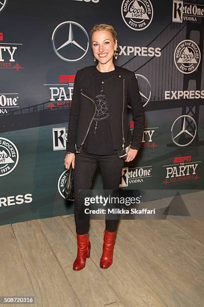 Anchor Lindsay Czarniak arrive at the annual ESPN The Party at Fort Mason Center on February 5, 2016 in San Francisco, California.